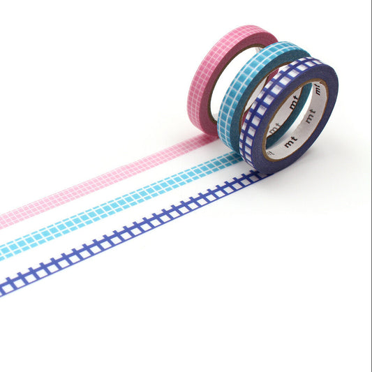mt DecoSlim Grid masking tape rolled out showing fine grid pattern texture and clean tape edge