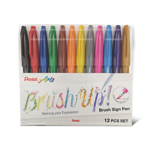 Pentel Brush Sign Pens (Pack of 12)