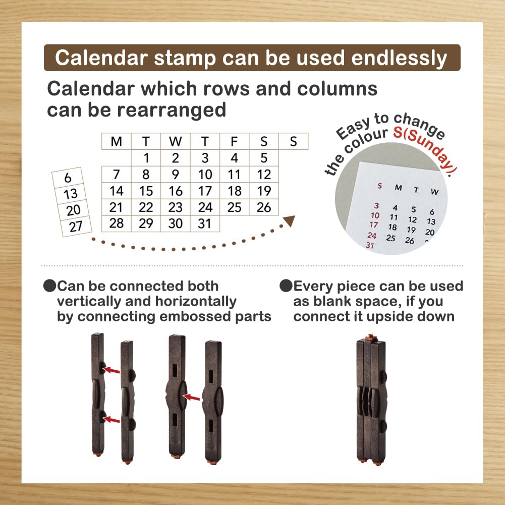 Shachihata Connecting Perpetual Calendar Stamp Set - English