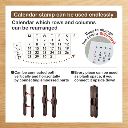 Shachihata Connecting Perpetual Calendar Stamp Set - English