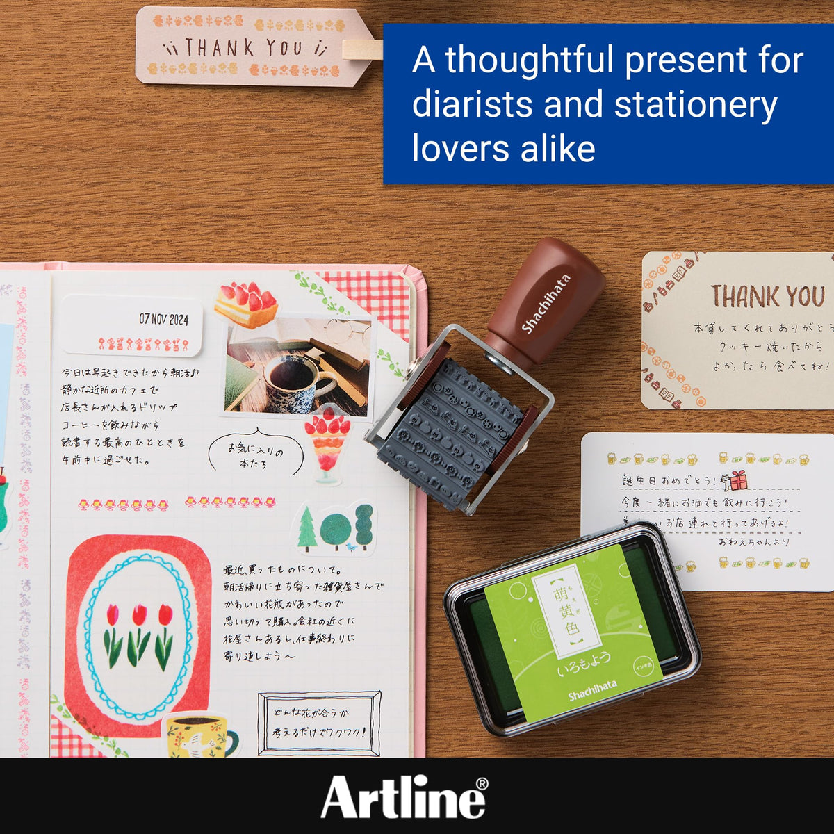 Shachihata Multi-design Rotating Rubber Decoration Stamp