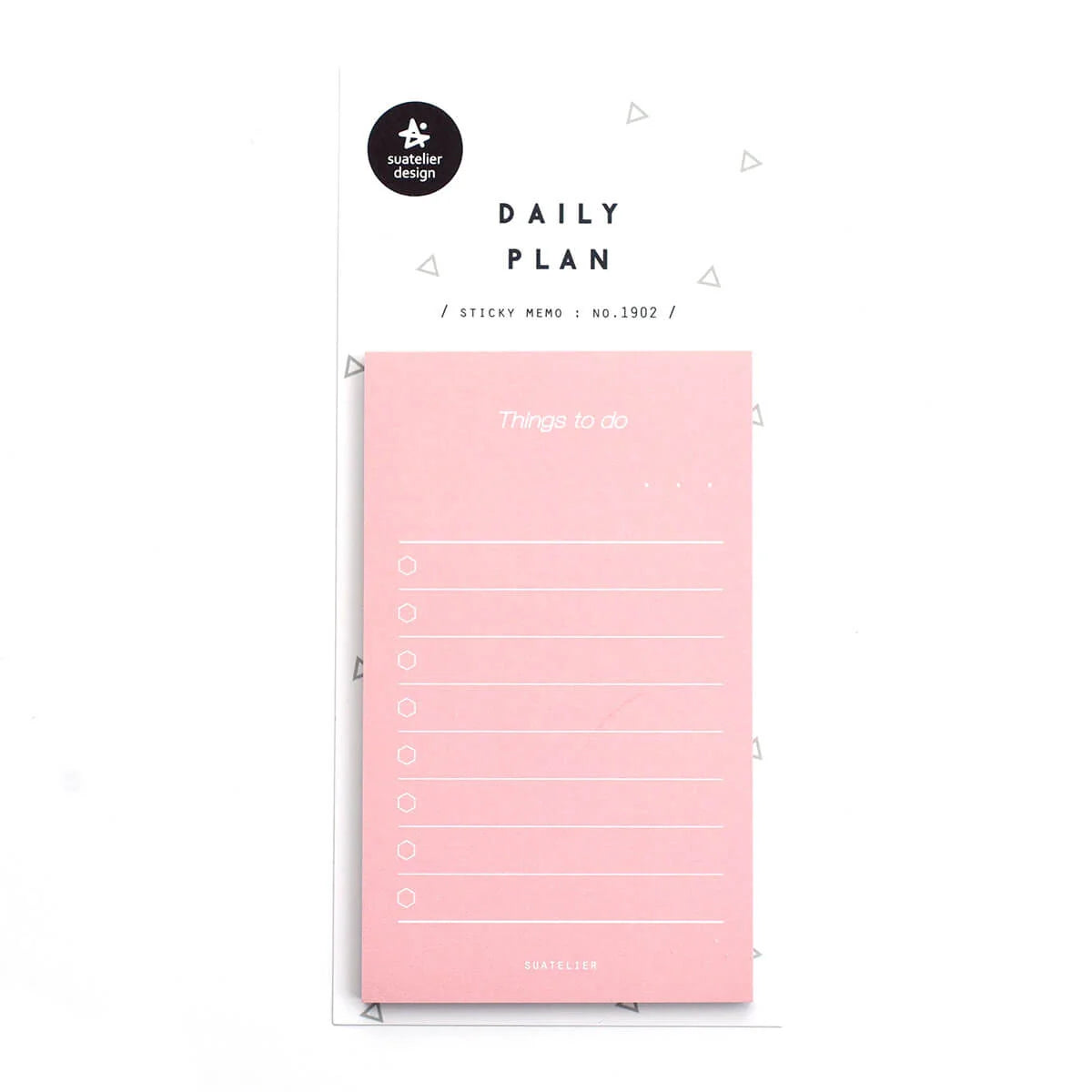 Pink daily plan sticky memo pad with 'Things to do' text on a white background