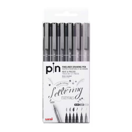 Uniball Uni Pin Fine Liner Lettering Essentials (pack of 6)